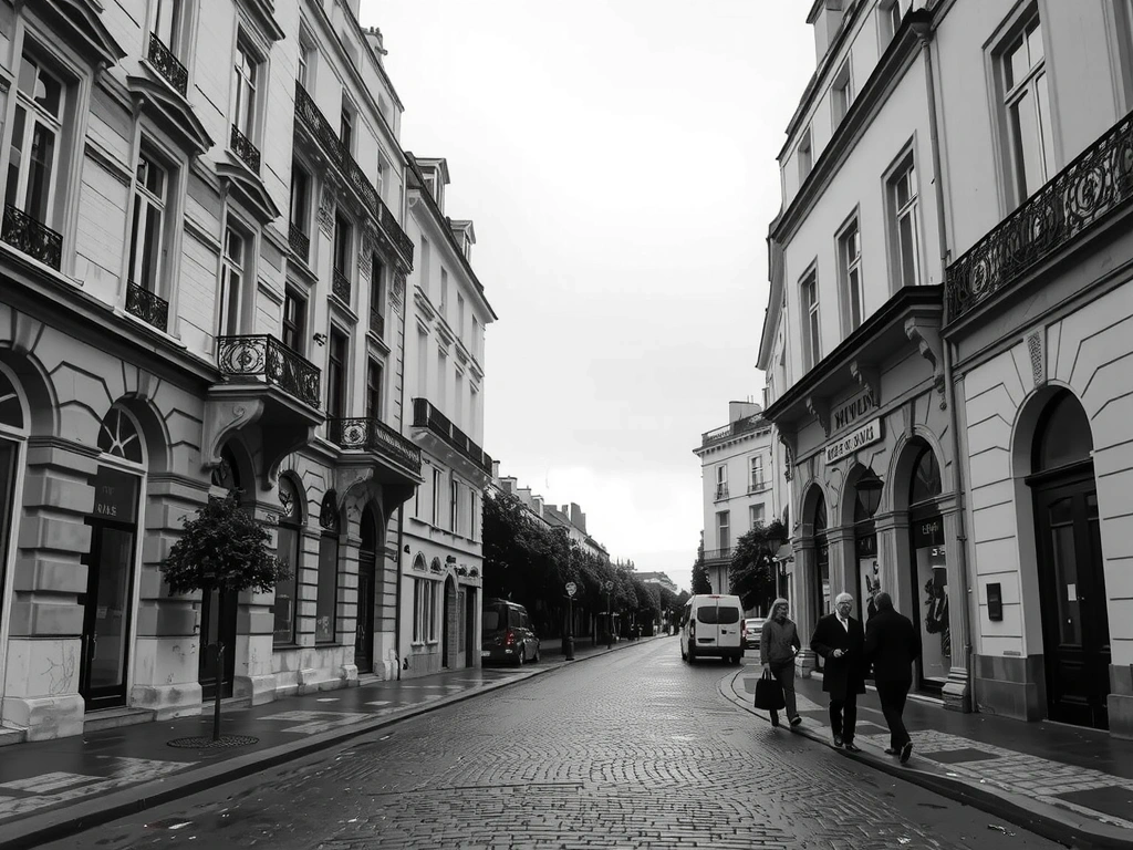 Façade haussmannienne du 3 Place Saint-Michel sous la pluie